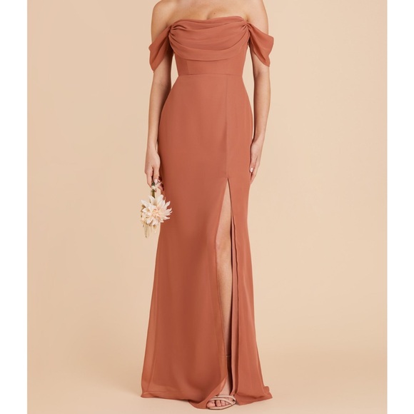 Birdy Grey Mira Dress Size Medium Chiffon Terracotta Bridesmaid Dress